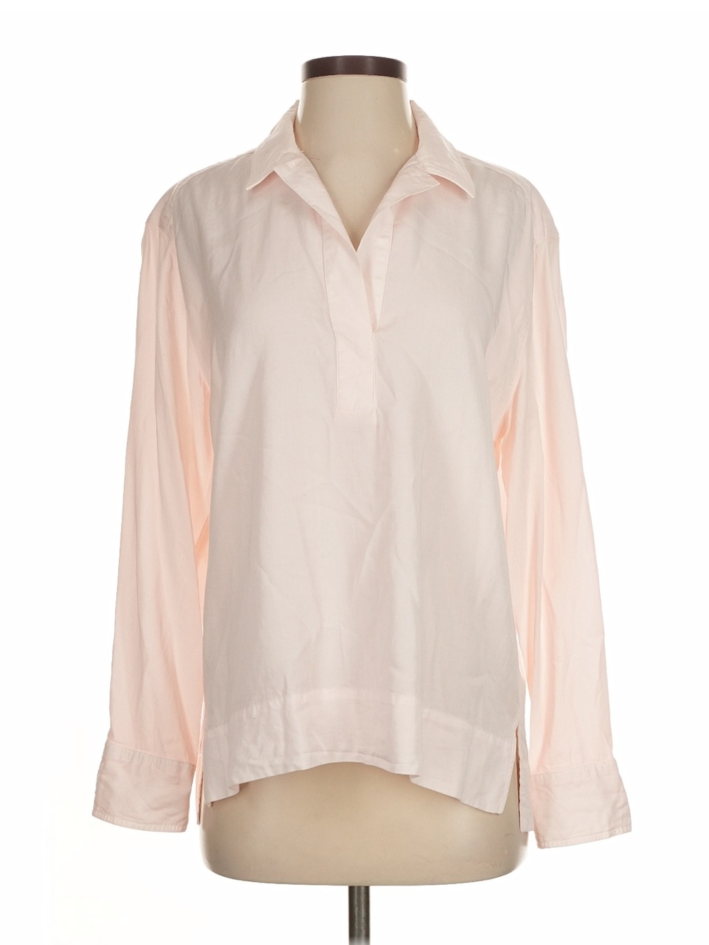 Saks Fifth Avenue Pale Pink Long-Sleeve Popover Shirt XS